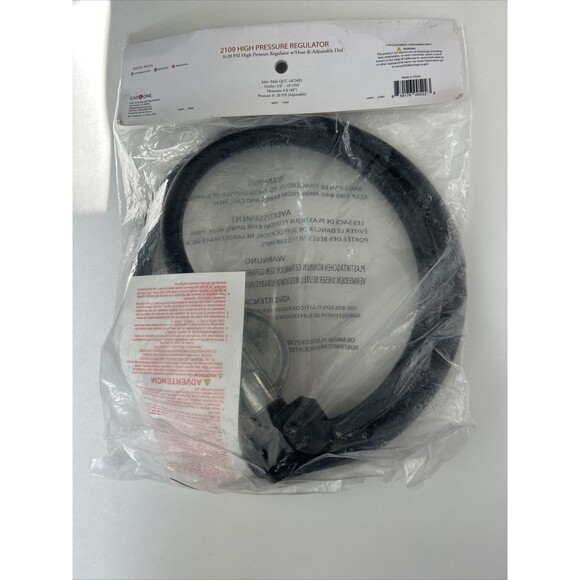 Gas One 2109 4 ft 0-20 PSI High Pressure Regulator Hose & Adjustable Dial New - Picture 3 of 5